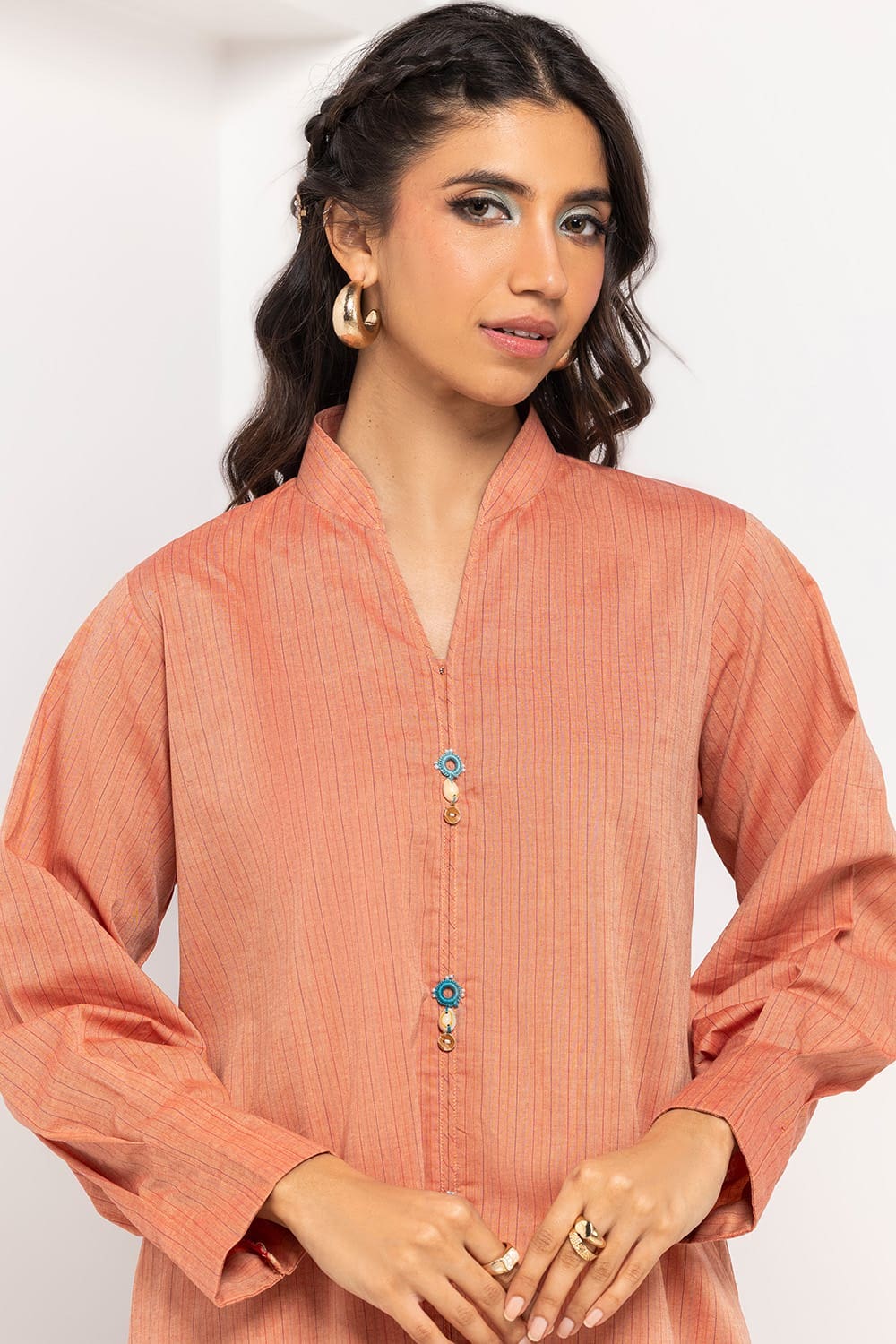 Yarn-Dyed Embellished Co-Ord Set
