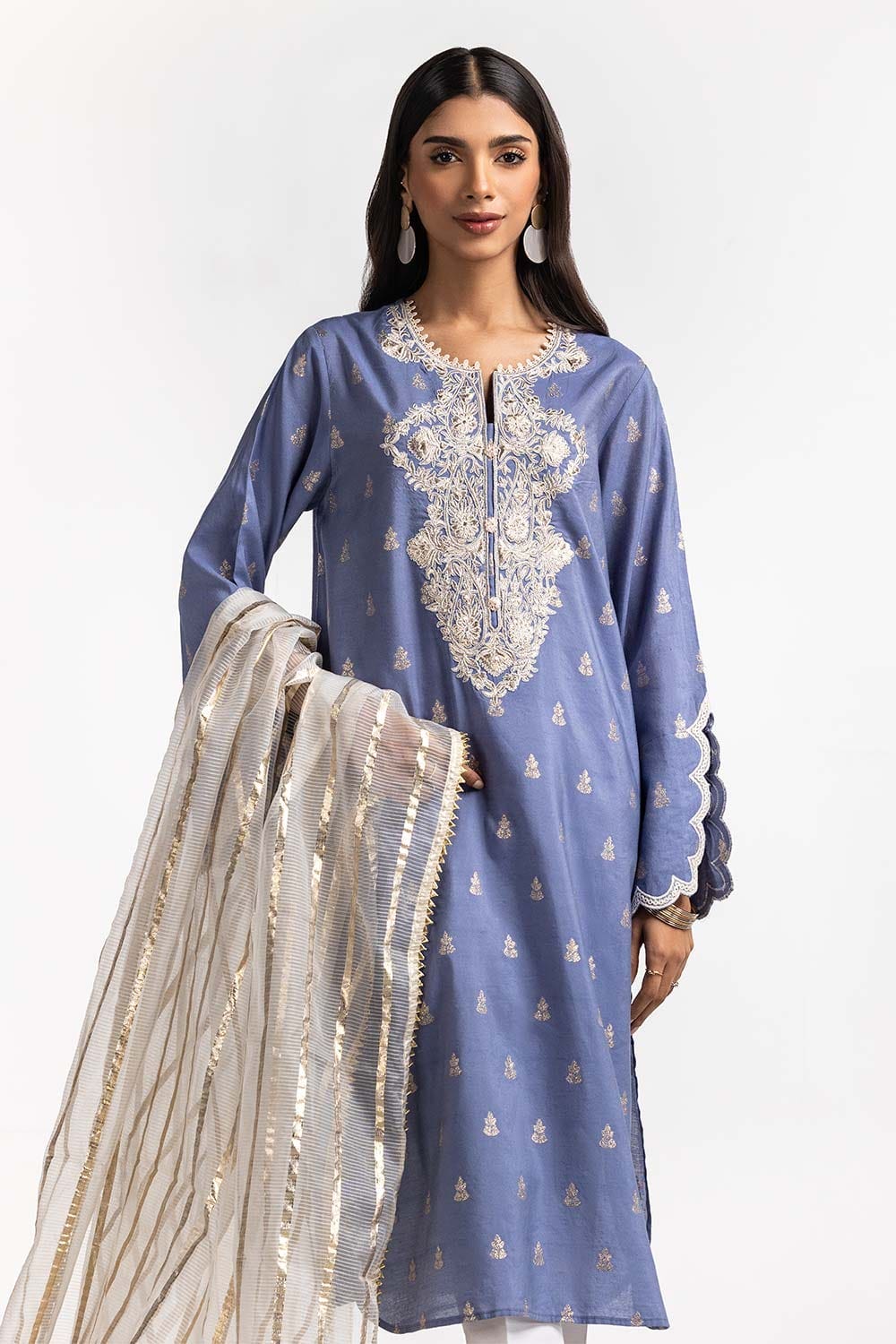 Dyed Jacquard Embroidered Shirt