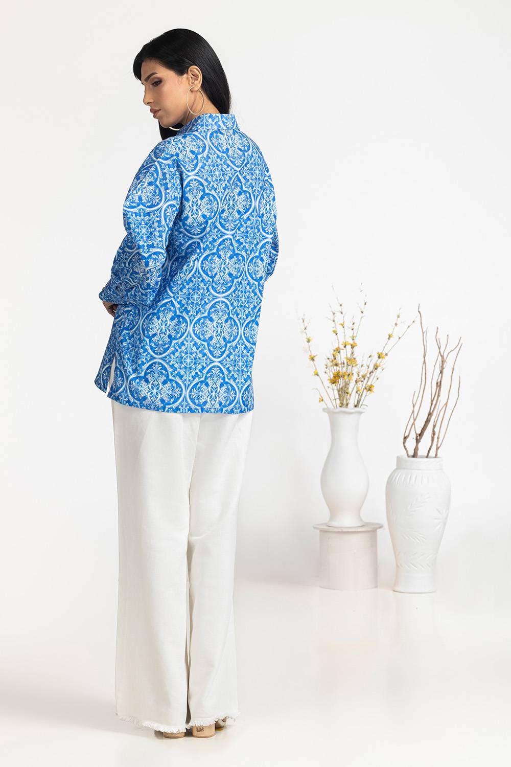 Cross Slub Printed Tunic