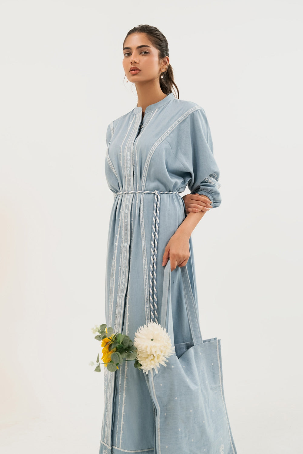 Denim Embroidered Dress