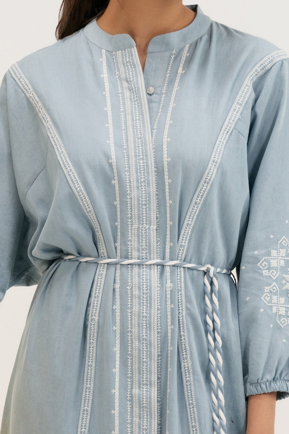 Denim Embroidered Dress
