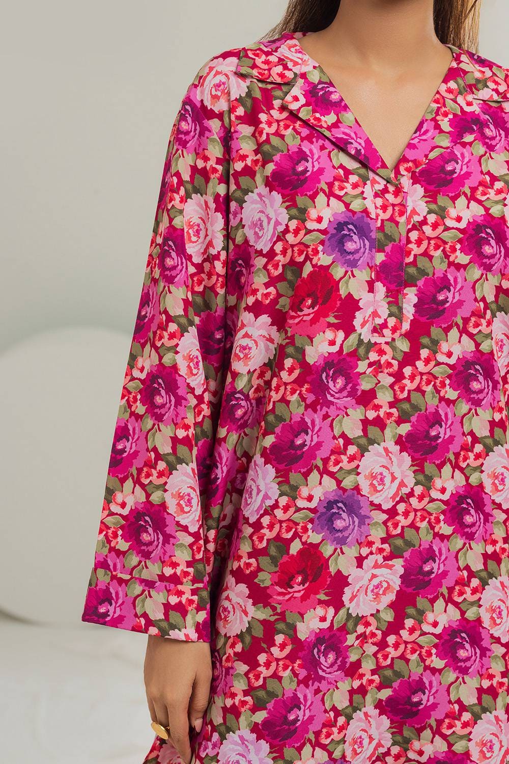 Poly Raw Slub Printed Co-Ord Set