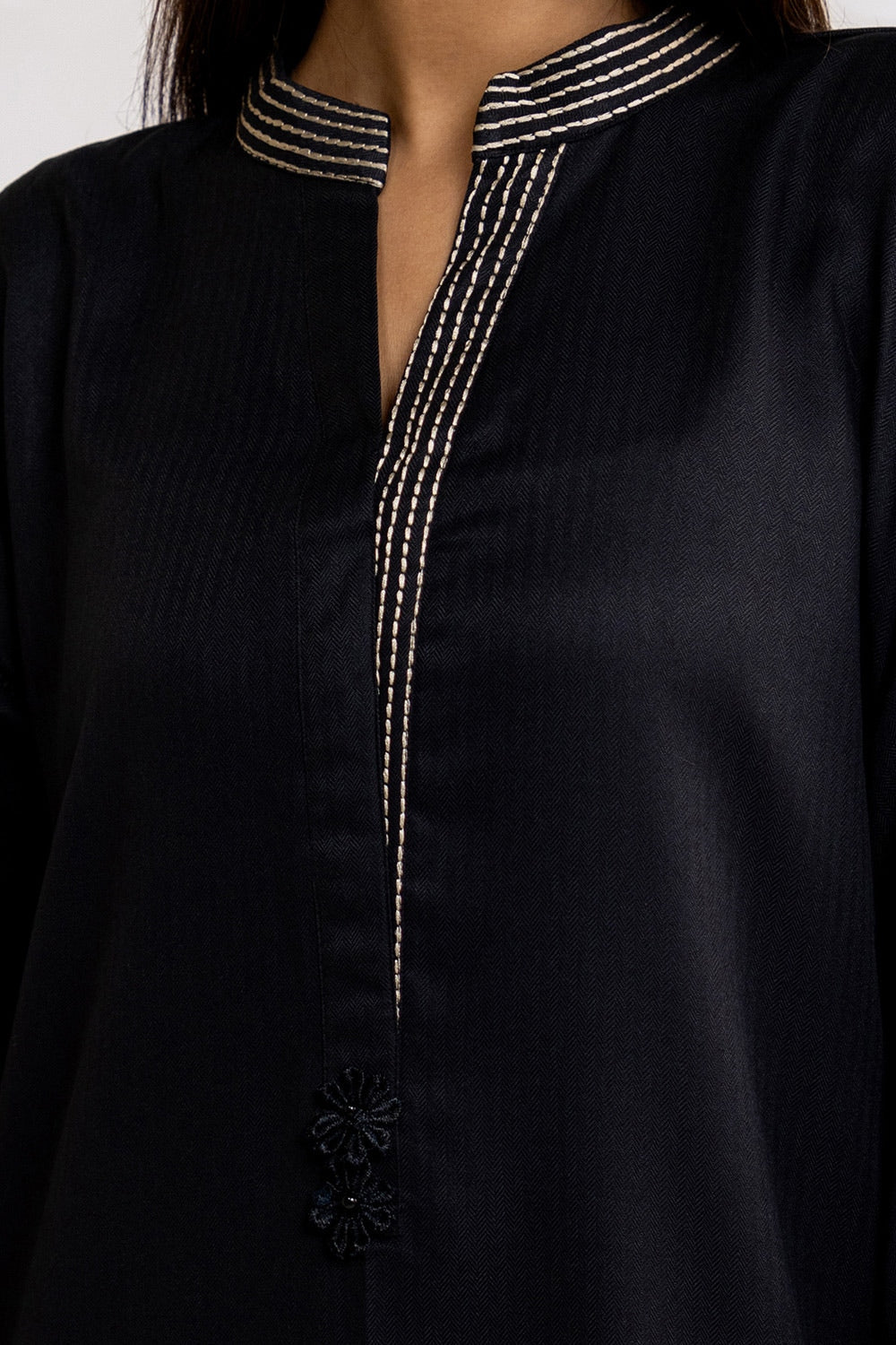 Herringbone Embroidered Shirt And Dyed Trouser