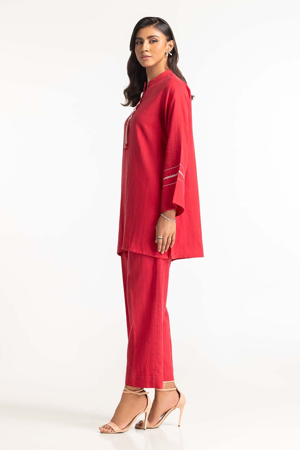 Two-Tone Herringbone Embroidered Shirt And Trouser