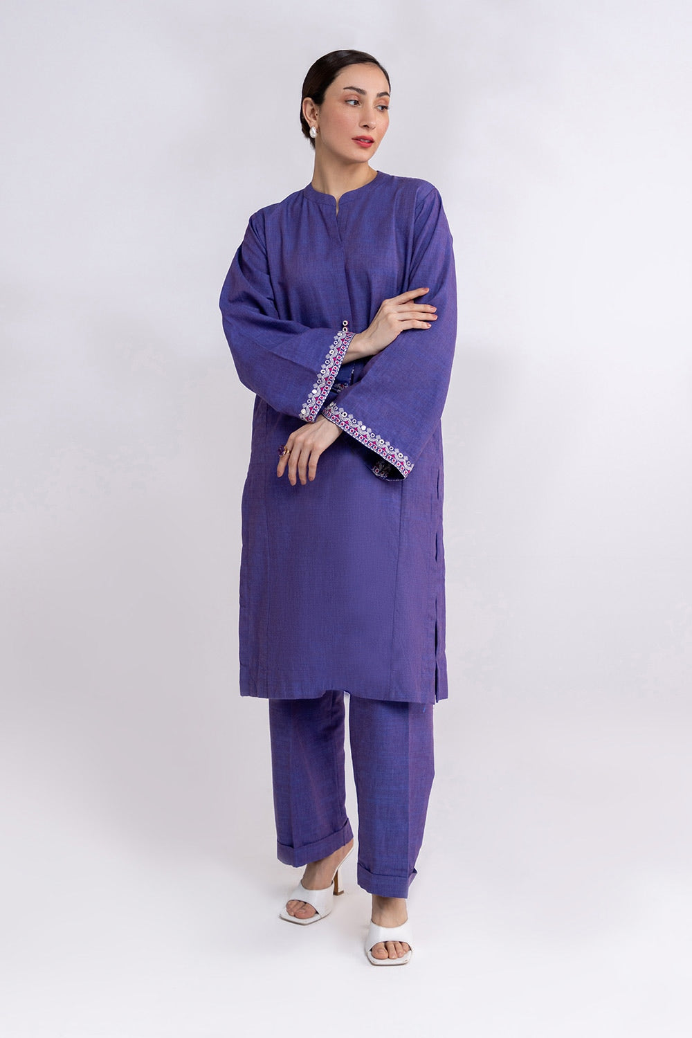 Yarn Dyed Embroidered Shirt And Dyed Trouser
