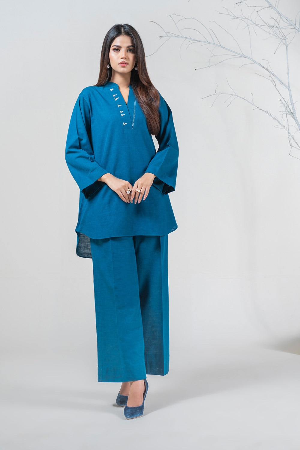 Khaddar Embellished Shirt And Trouser