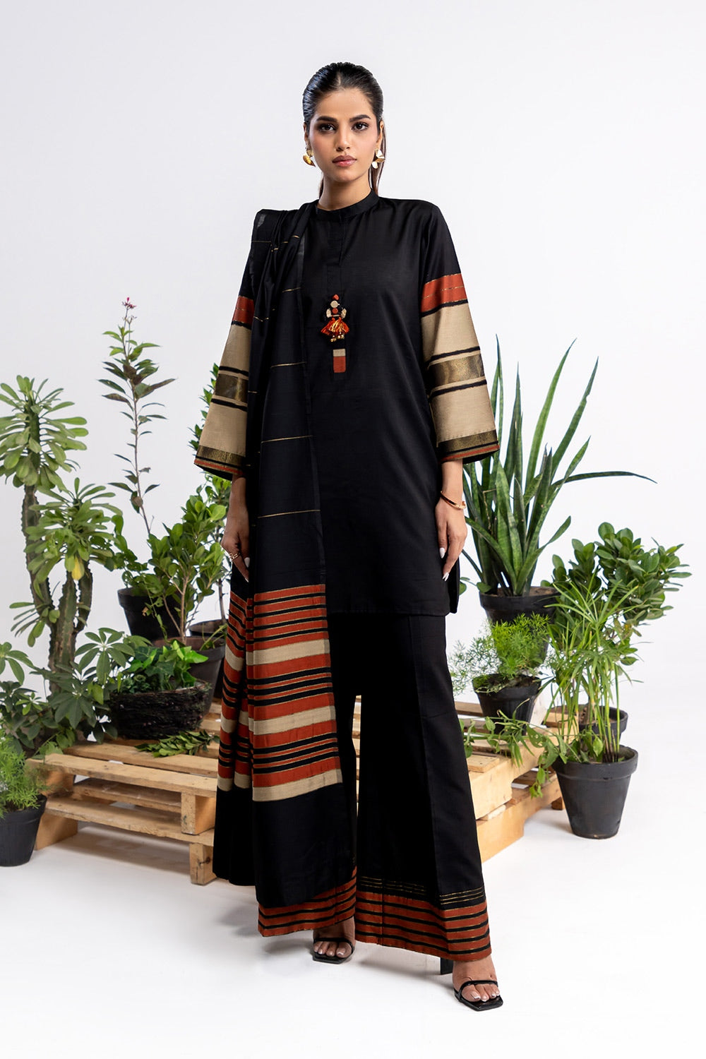 3 Piece Jacquard Embellished Suit