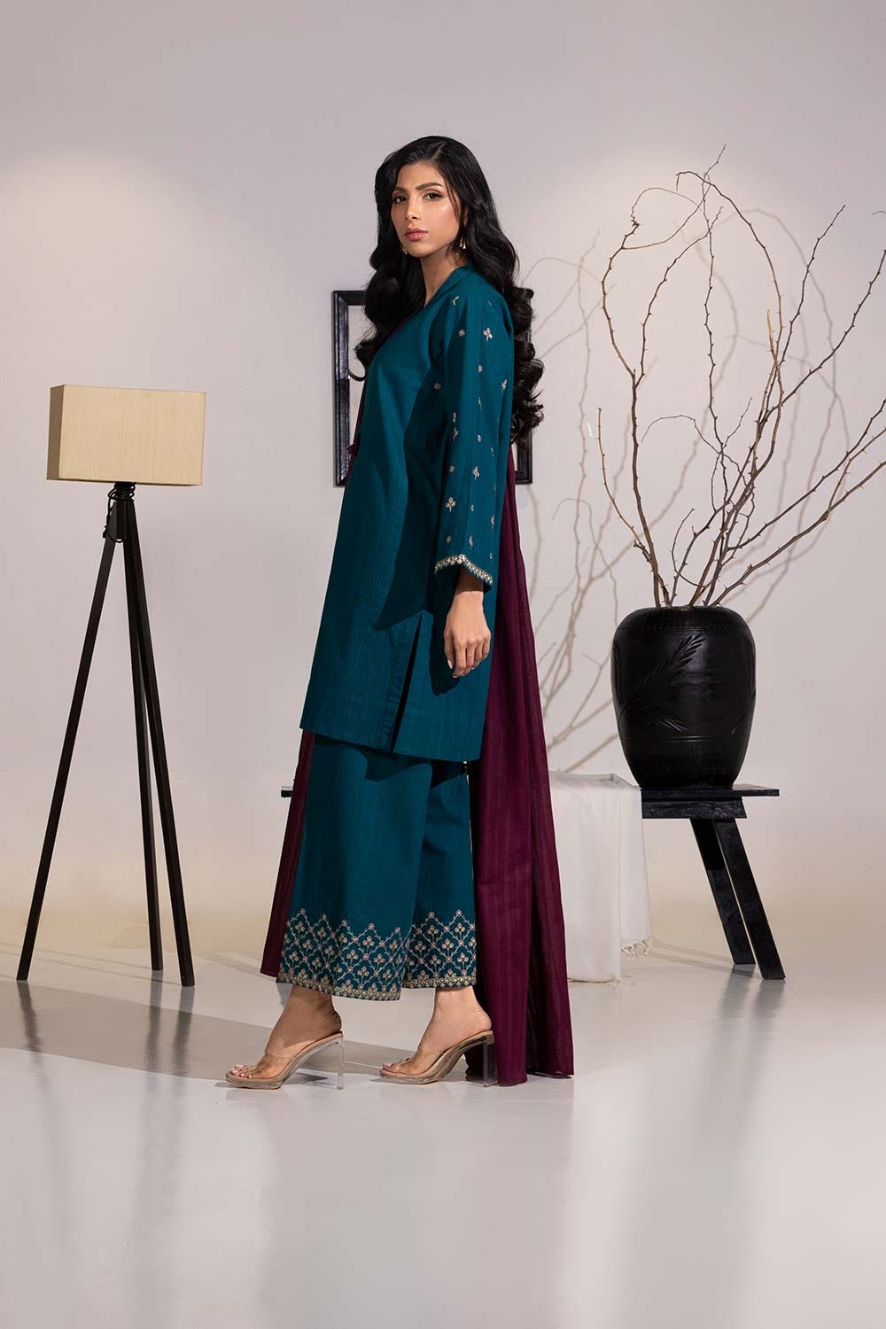 3 Piece Dobby Embroidered Suit