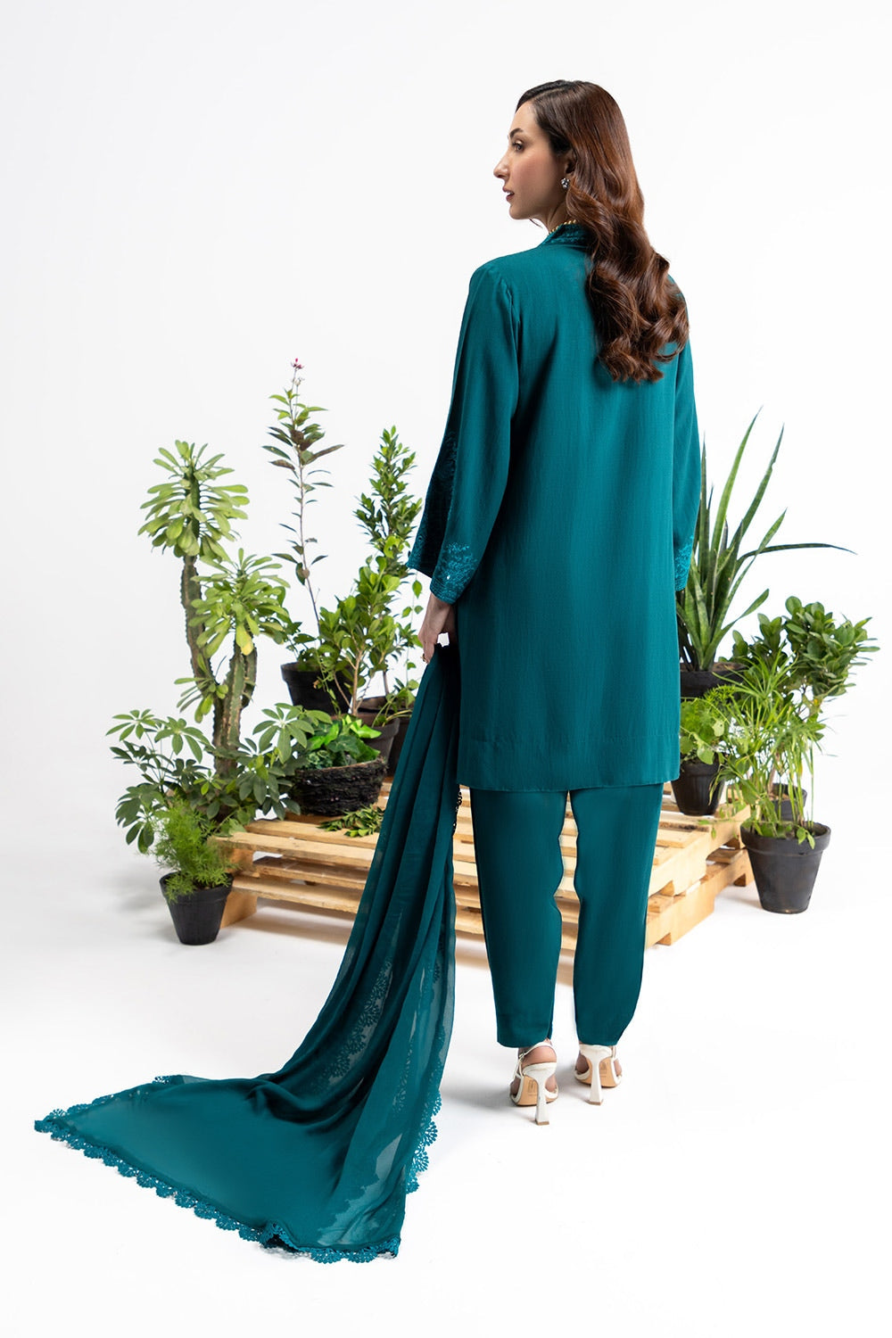 3 Piece Yarn Dyed Embroidered Suit