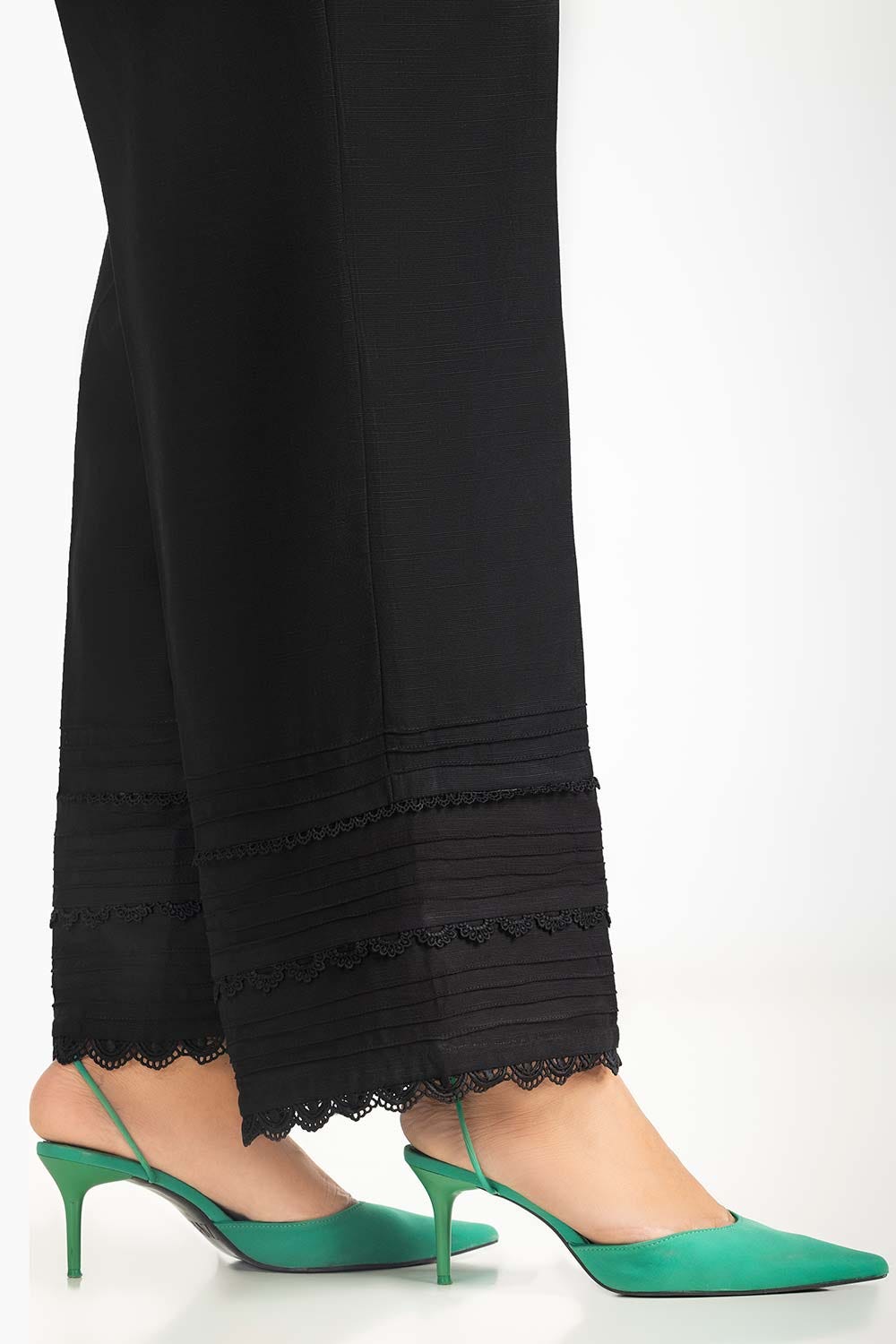 Black Khaddar Embellished Trouser