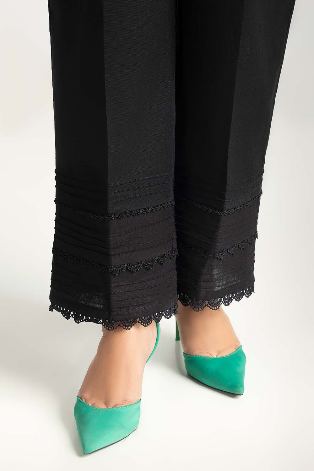Black Khaddar Embellished Trouser