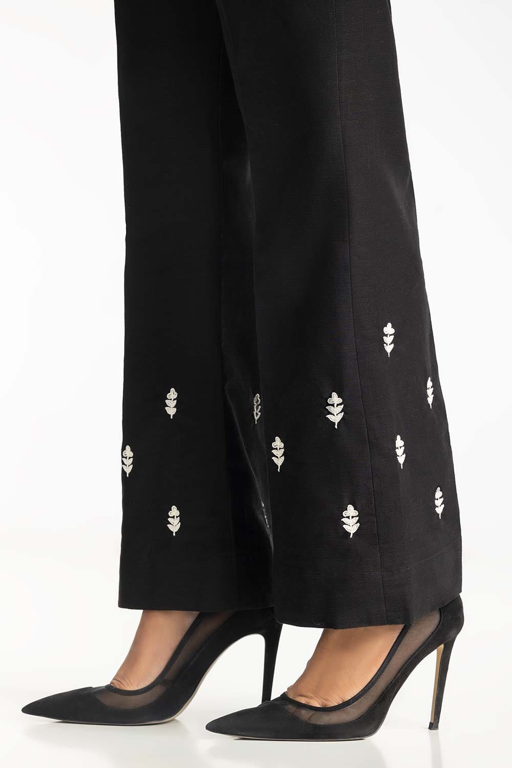 Black Khaddar Embroidered Trouser
