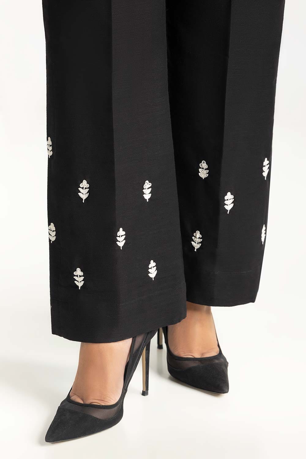 Black Khaddar Embroidered Trouser