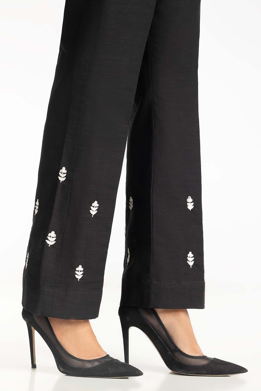 Black Khaddar Embroidered Trouser