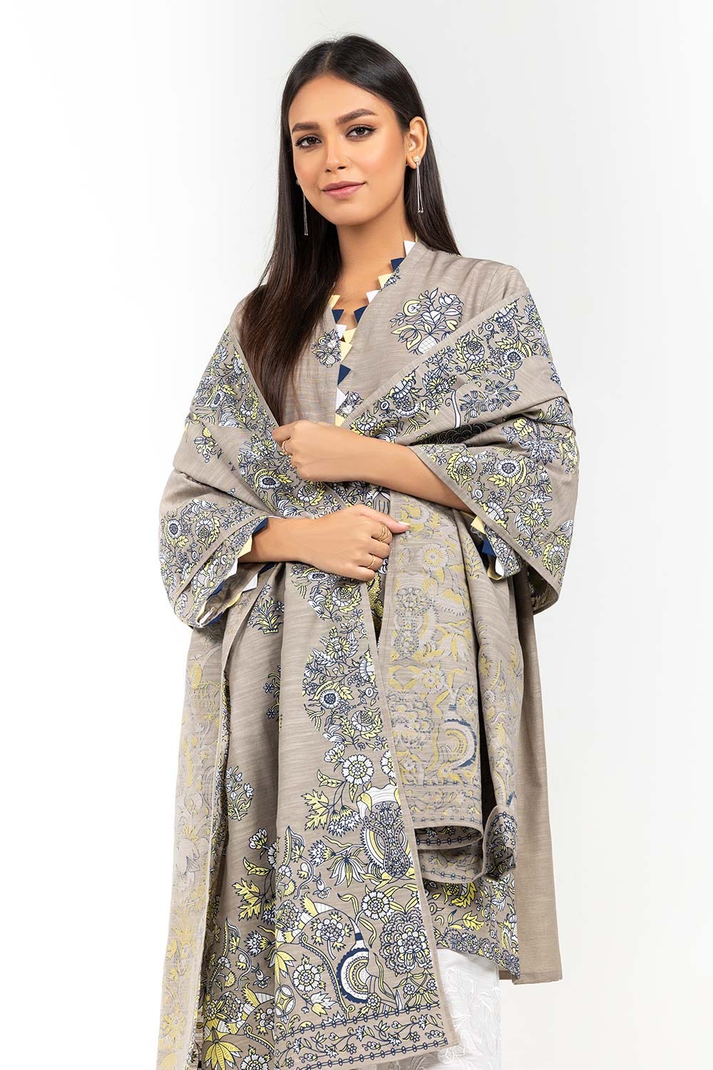 Screen Printed Khaddar Shirt Dupatta