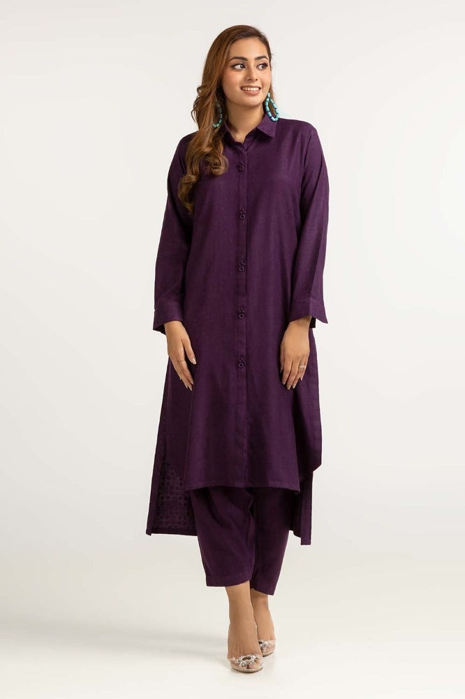 Dyed Self Jacquard Shirt With Trouser