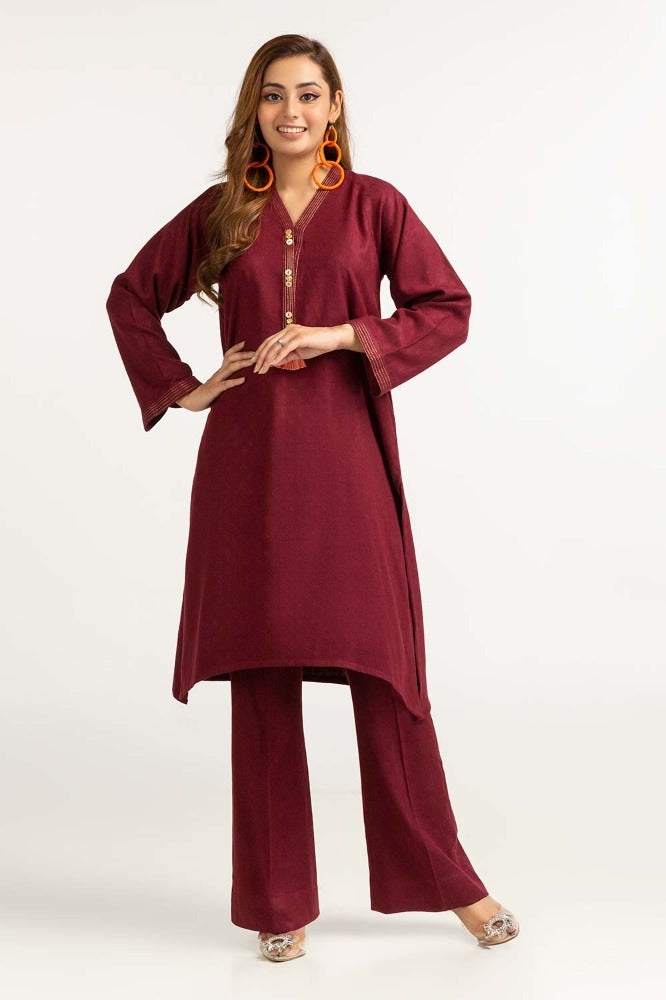 Dyed Self Jacquard Shirt With Trouser