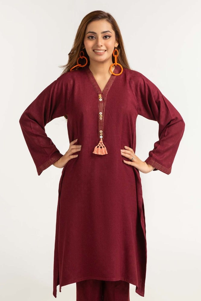Dyed Self Jacquard Shirt With Trouser