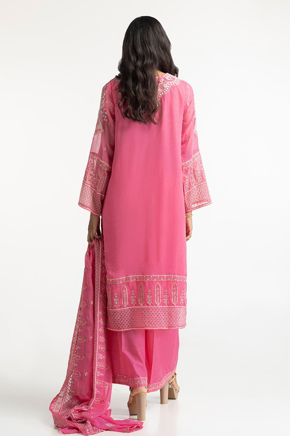 3 Piece Chiffon Embroidered Suit