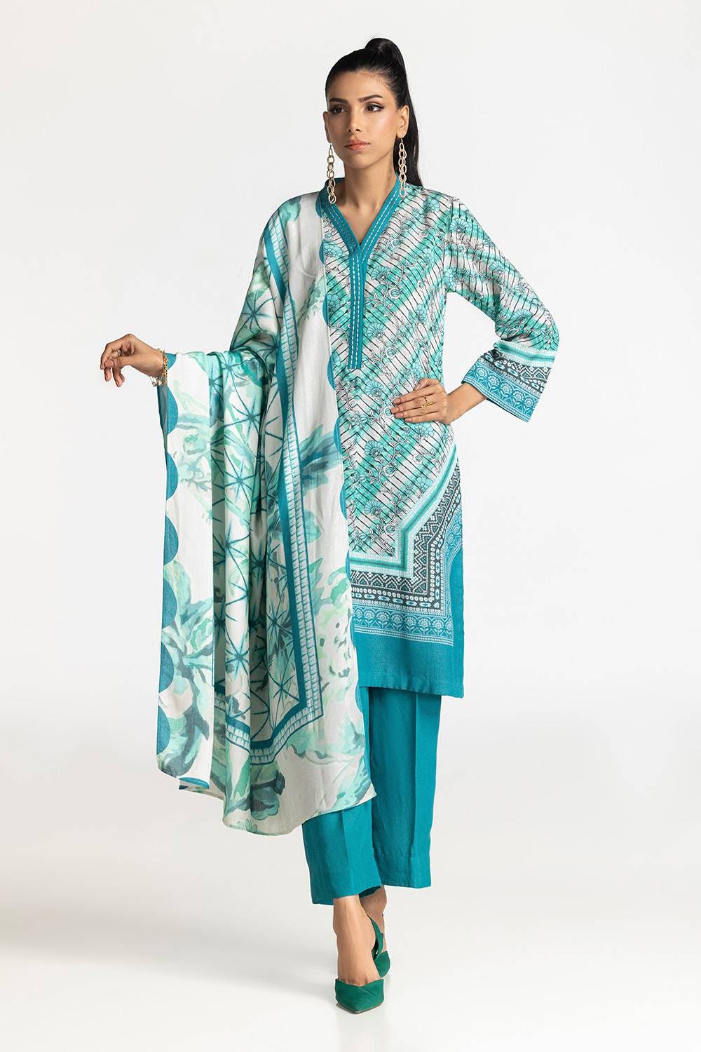 3 Piece Karandi Printed Suit