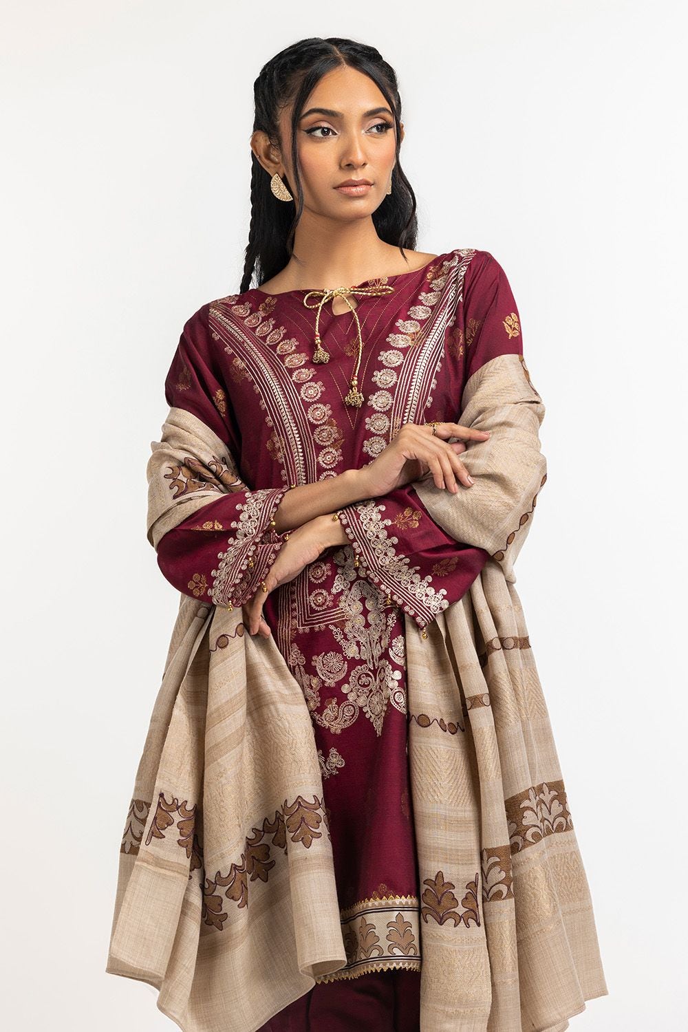 3 Piece Jacquard Embroidered Suit