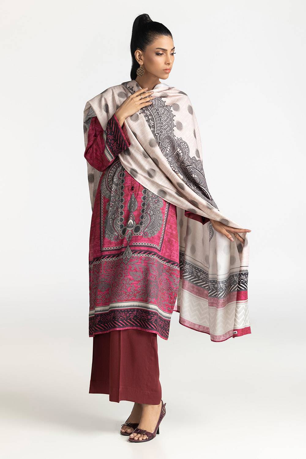 3 Piece Cotail Printed Suit