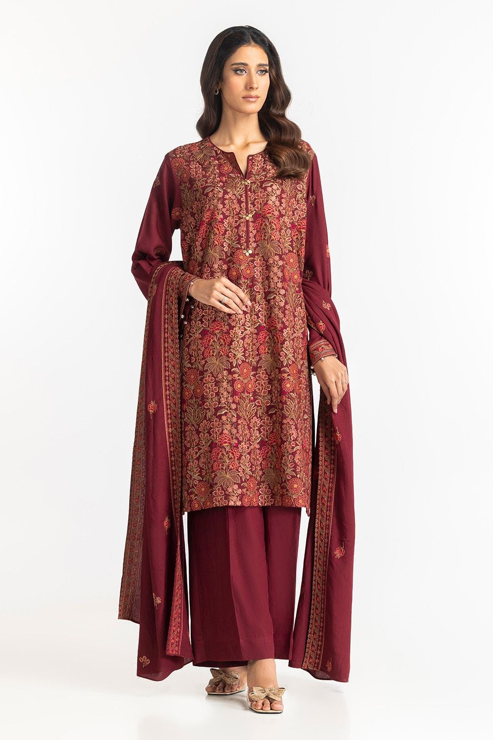 3 Piece Karandi Embroidered Suit