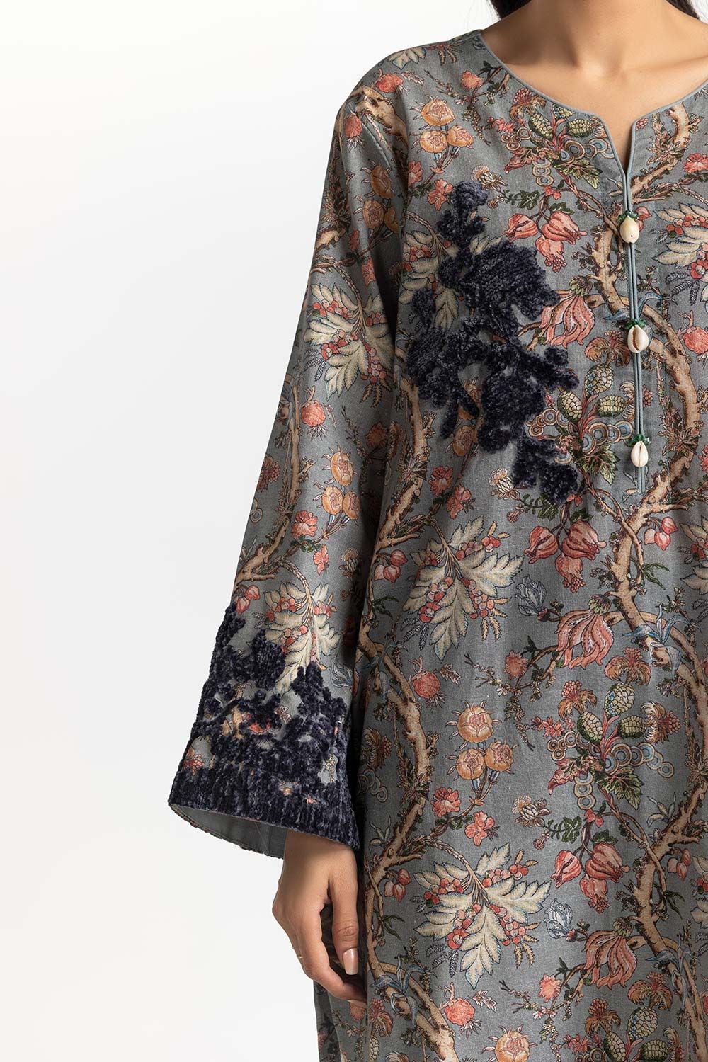 3 Piece Khaddar Printed With Embroidered Suit