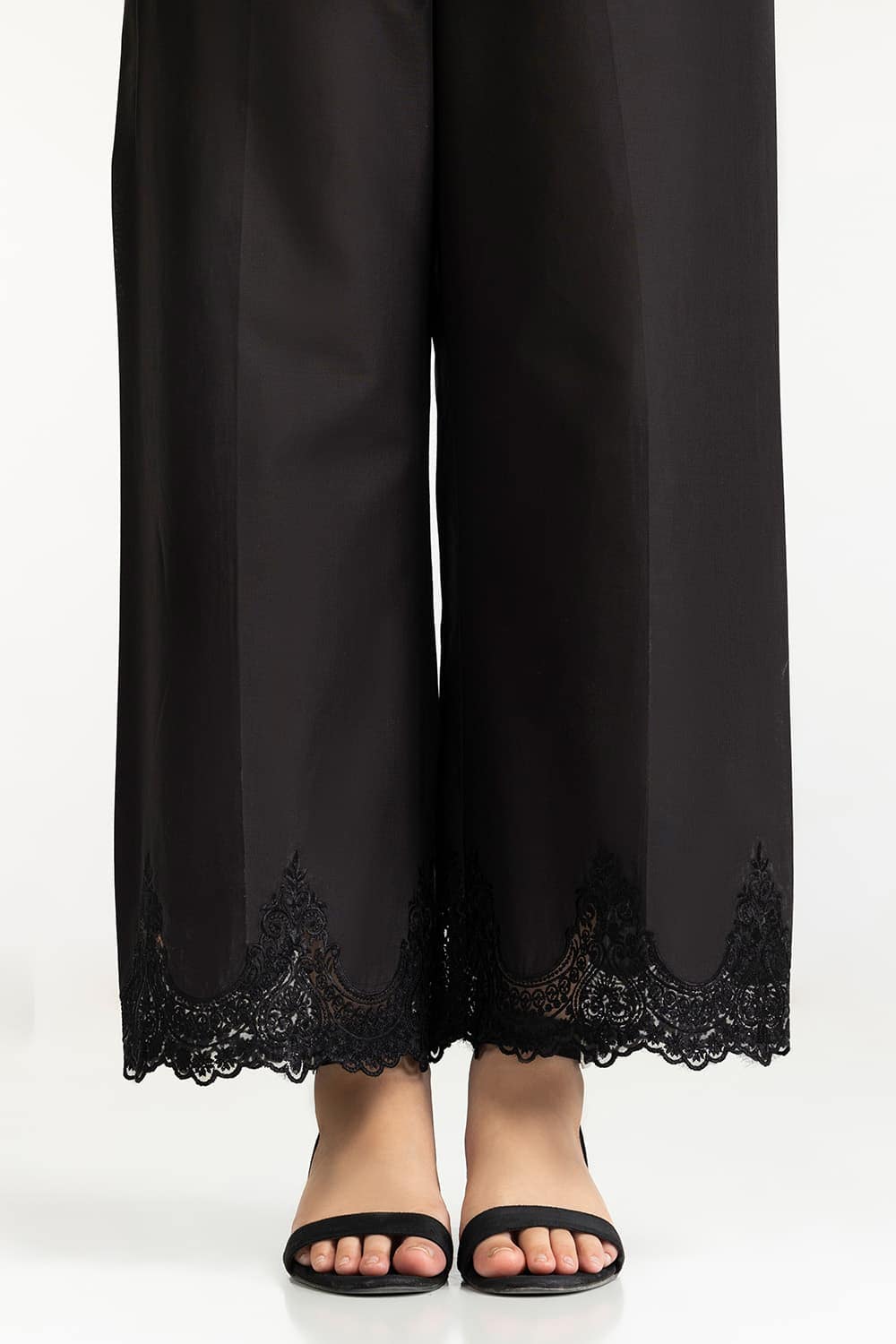 Black Lawn Embellished Trouser Iusttr-42013