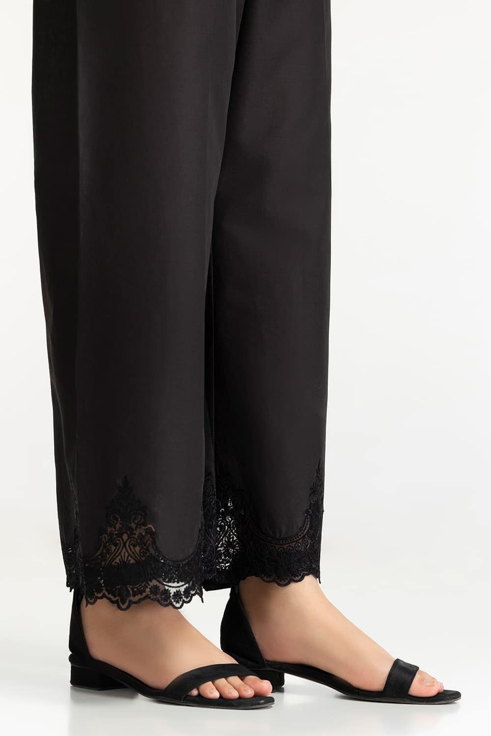 Black Lawn Embellished Trouser Iusttr-42013