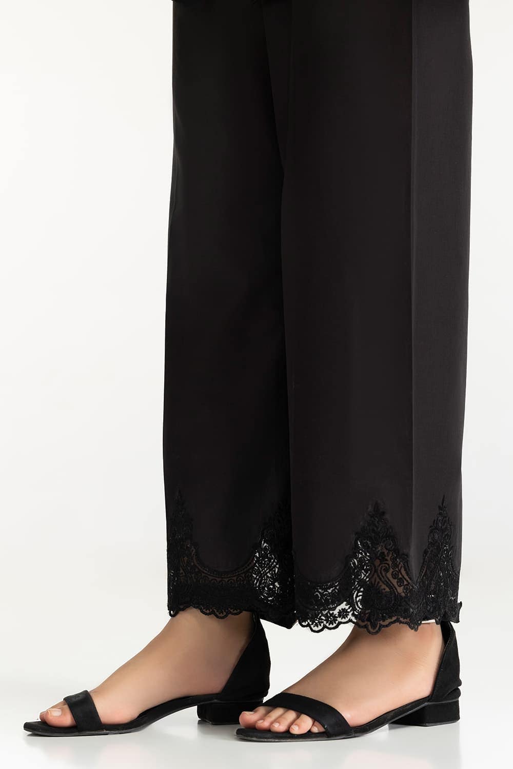 Black Lawn Embellished Trouser Iusttr-42013