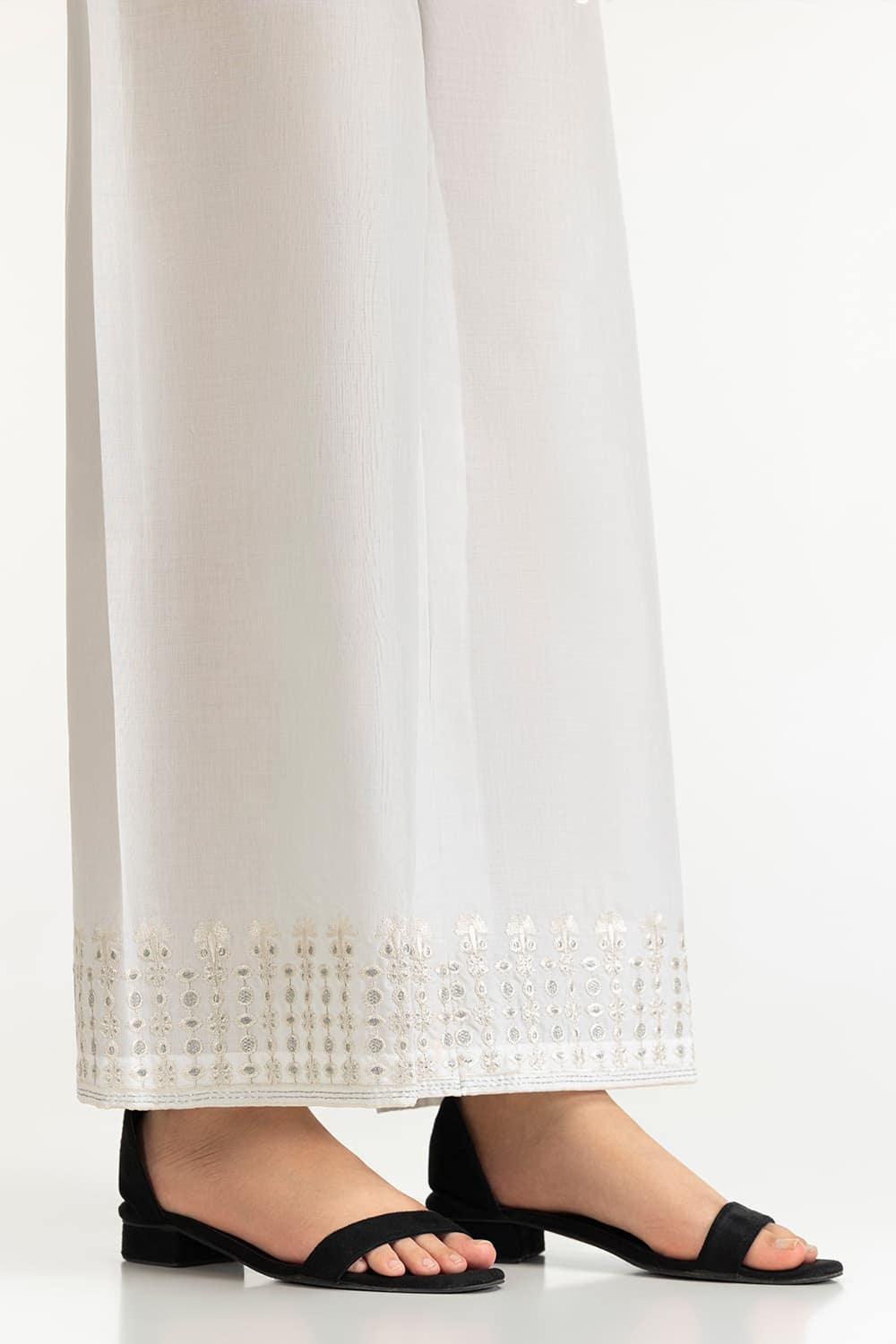 White Lawn Embellished Trouser IUSTTR-42014