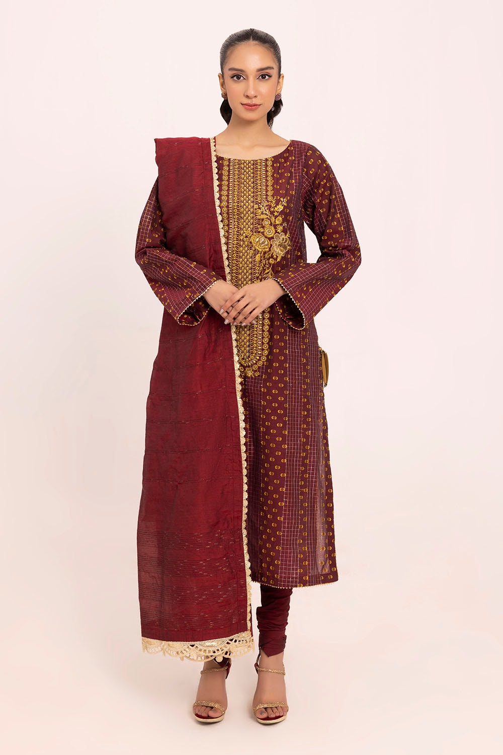 3 Piece Unstitched Embroidered Jacquard Suit