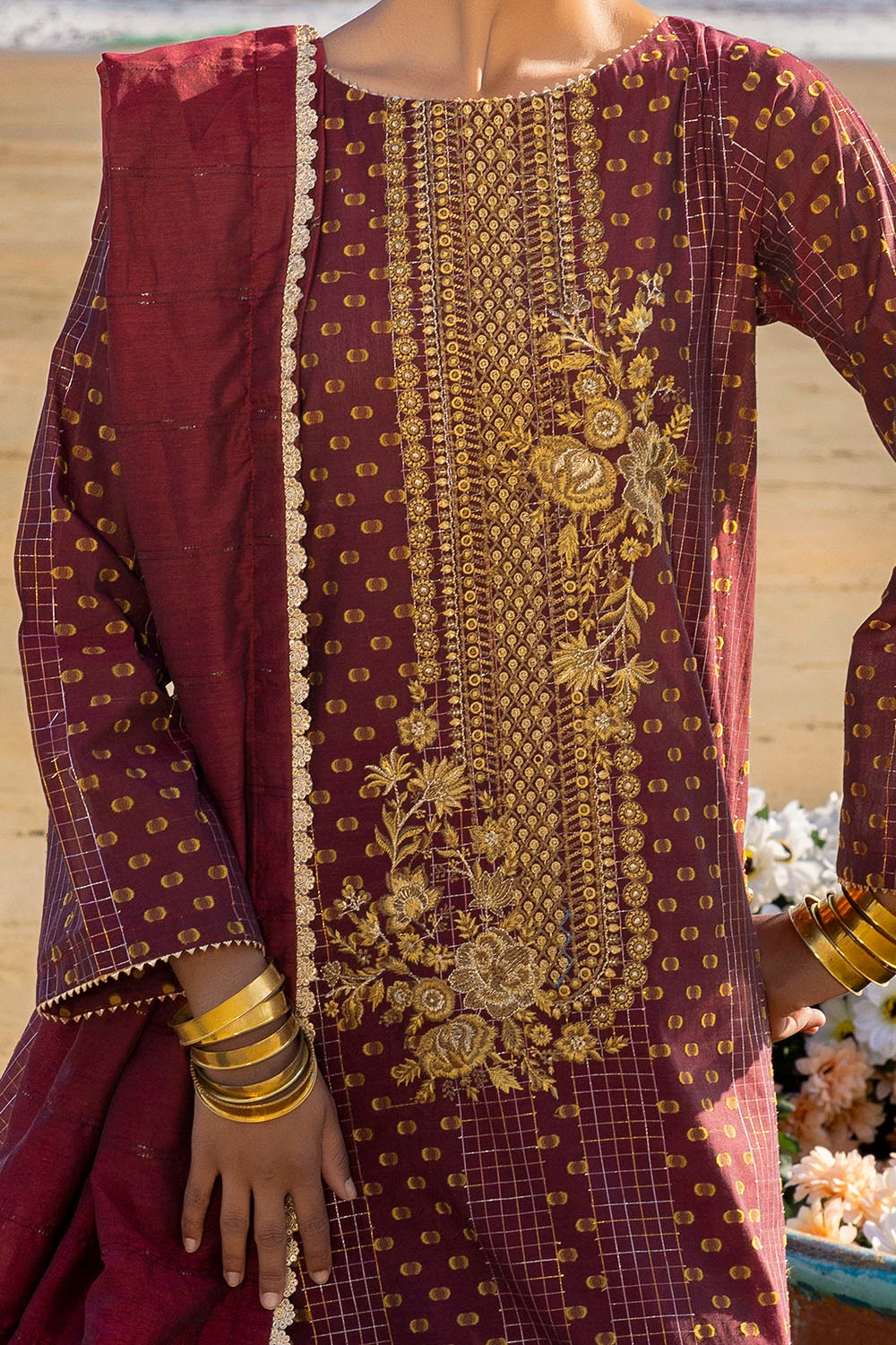 3 Piece Unstitched Embroidered Jacquard Suit