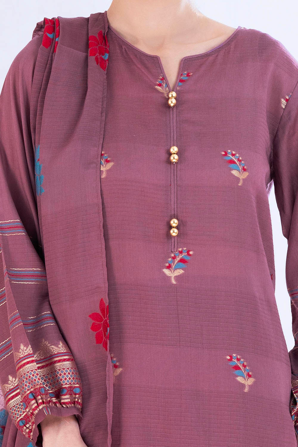 3 Piece Unstitched Jacquard Suit