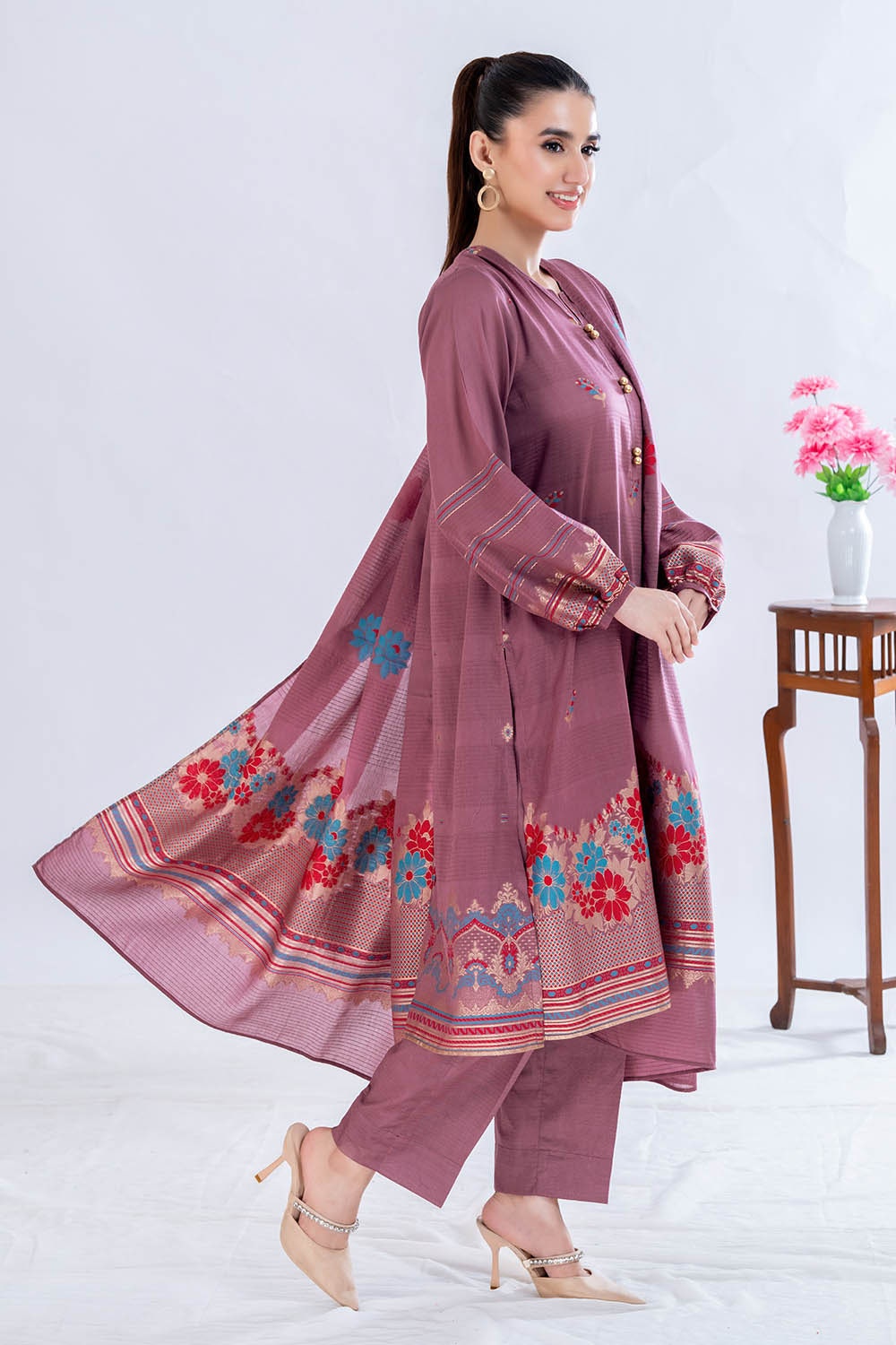 3 Piece Unstitched Jacquard Suit