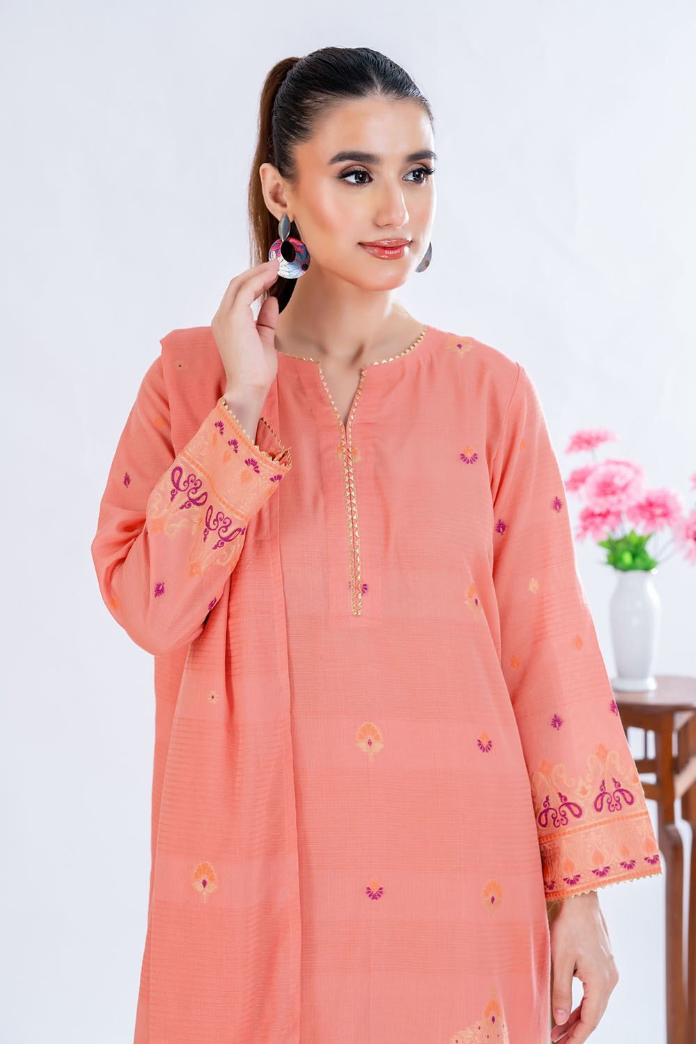 3 Piece Unstitched Jacquard Suit