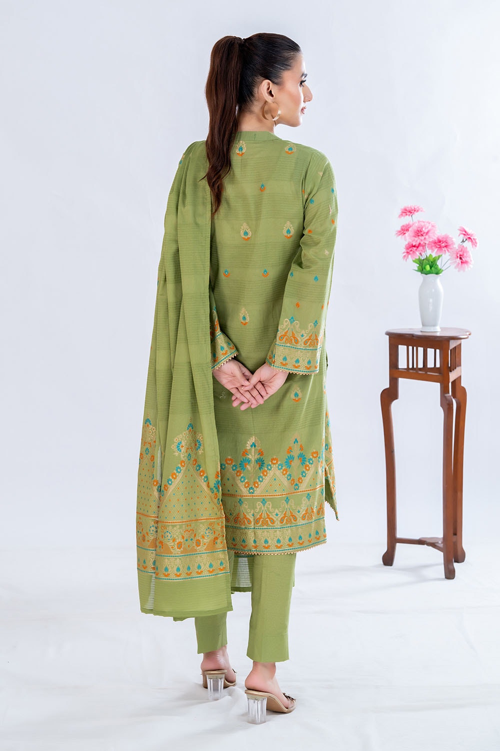 3 Piece Unstitched Jacquard Suit