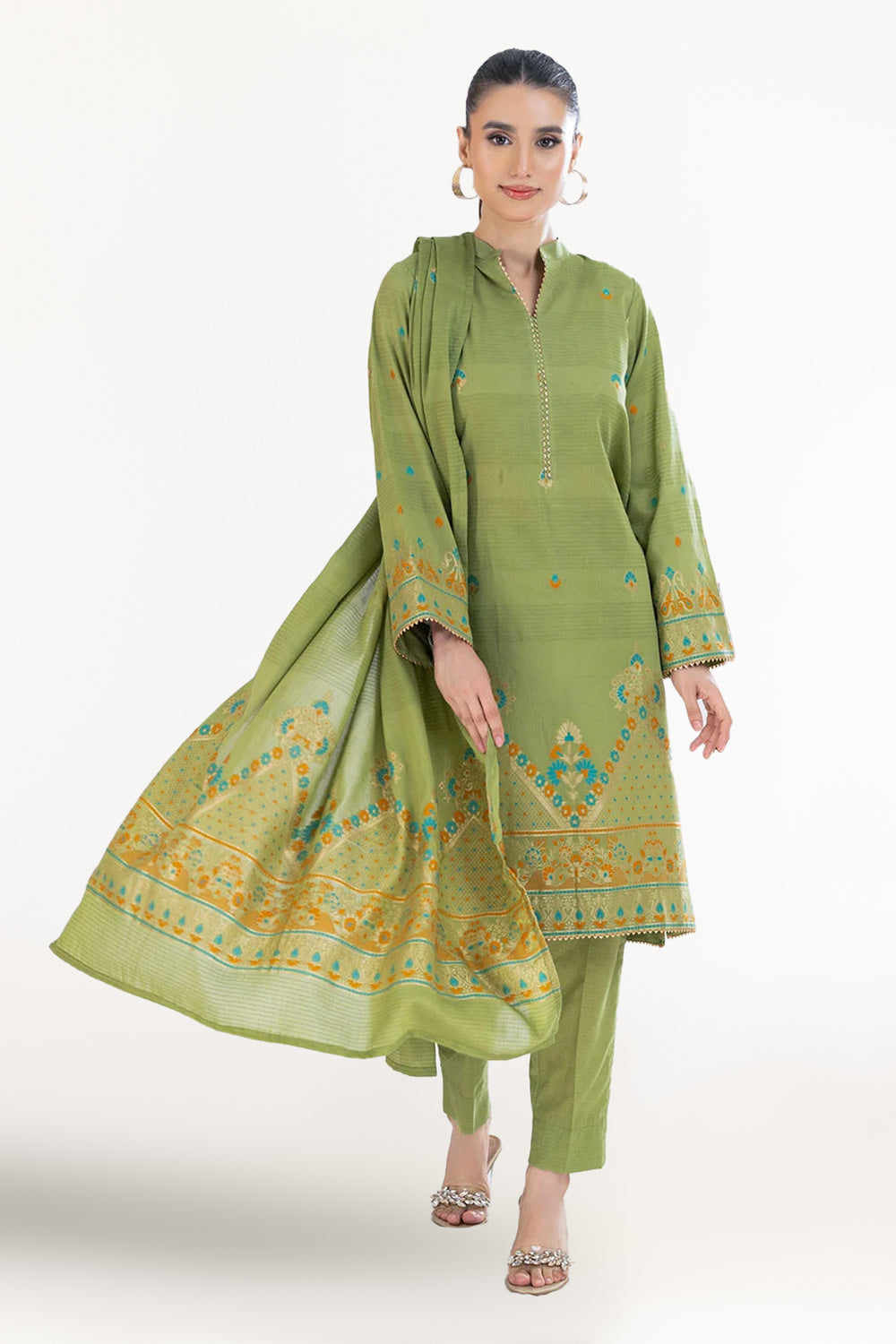 3 Piece Unstitched Jacquard Suit