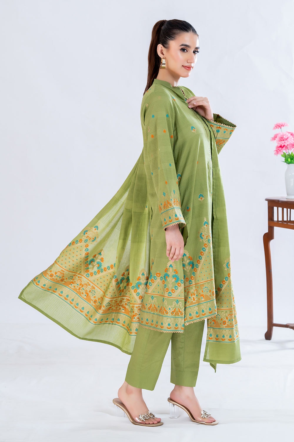 3 Piece Unstitched Jacquard Suit