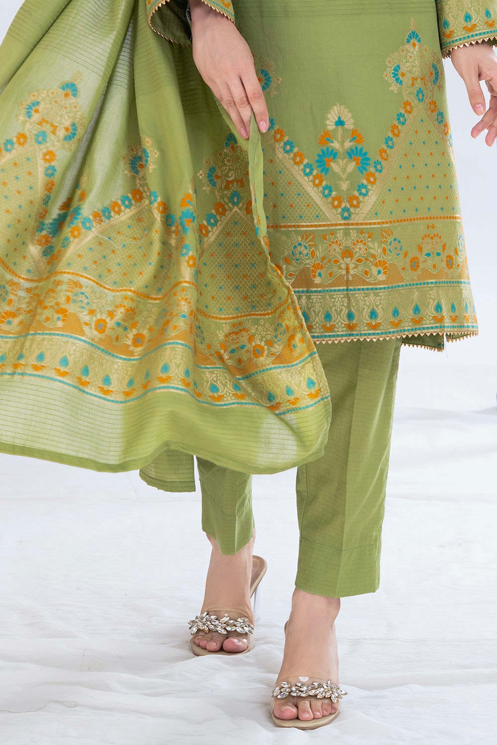 3 Piece Unstitched Jacquard Suit