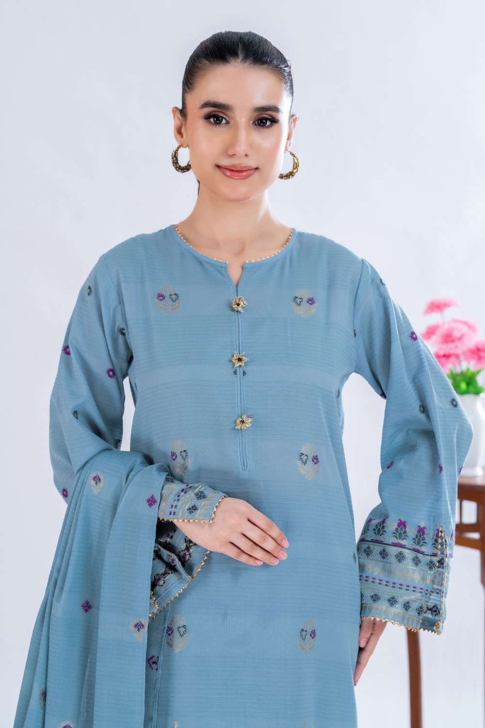 3 Piece Unstitched Jacquard Suit