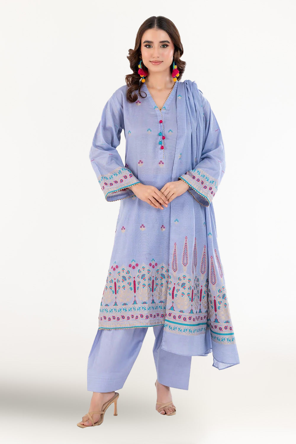 3 Piece Unstitched Jacquard Suit