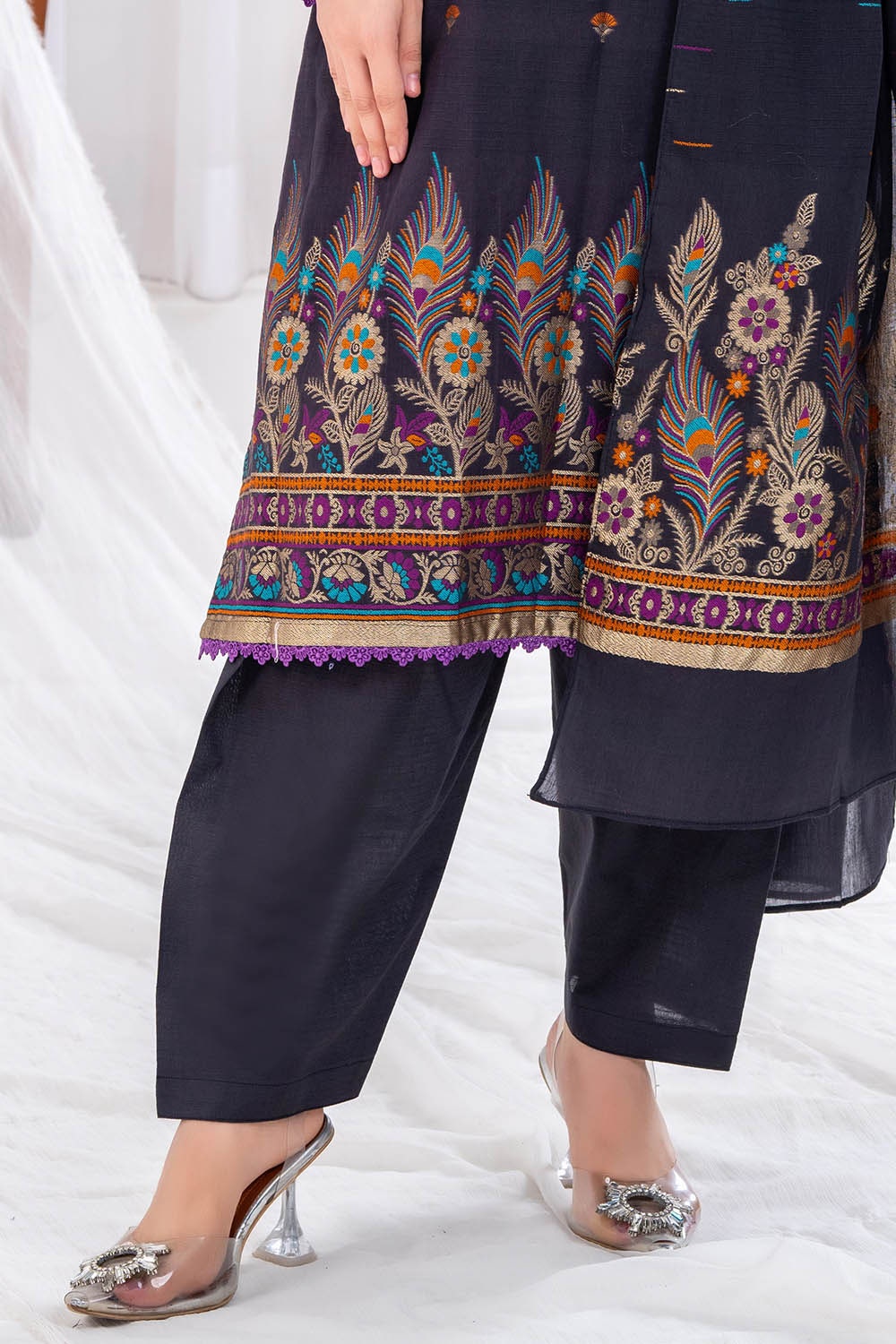 3 Piece Unstitched Jacquard Suit