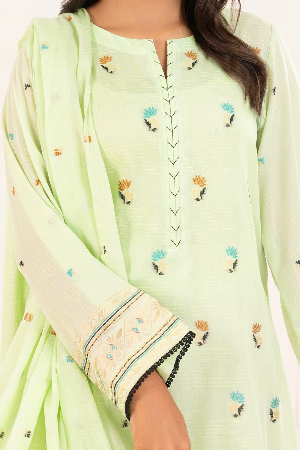 3 Piece Unstitched Jacquard Suit