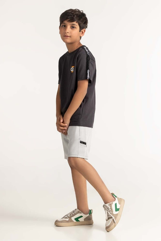 Junior Boy Black Printed Tee