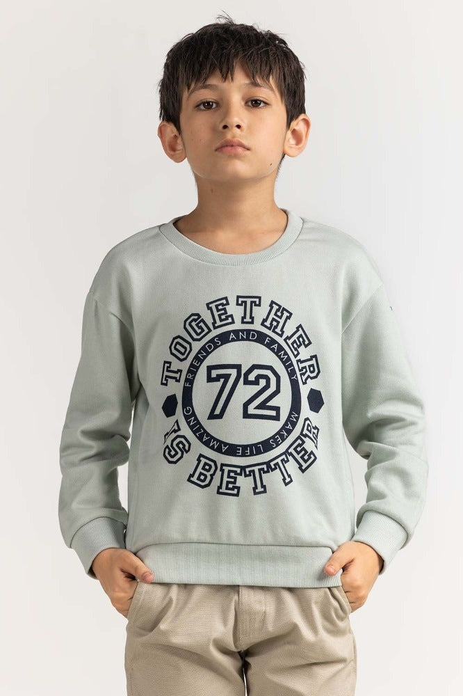 Junior Boy Blue Printed Sweatshirt
