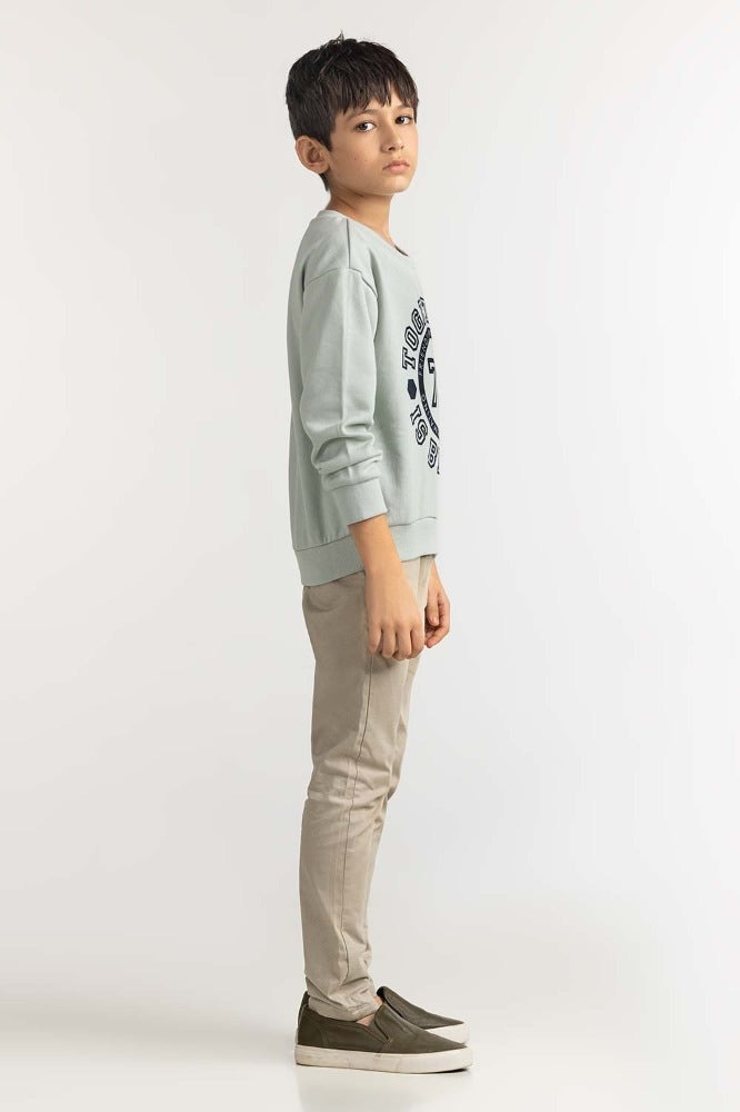 Junior Boy Blue Printed Sweatshirt