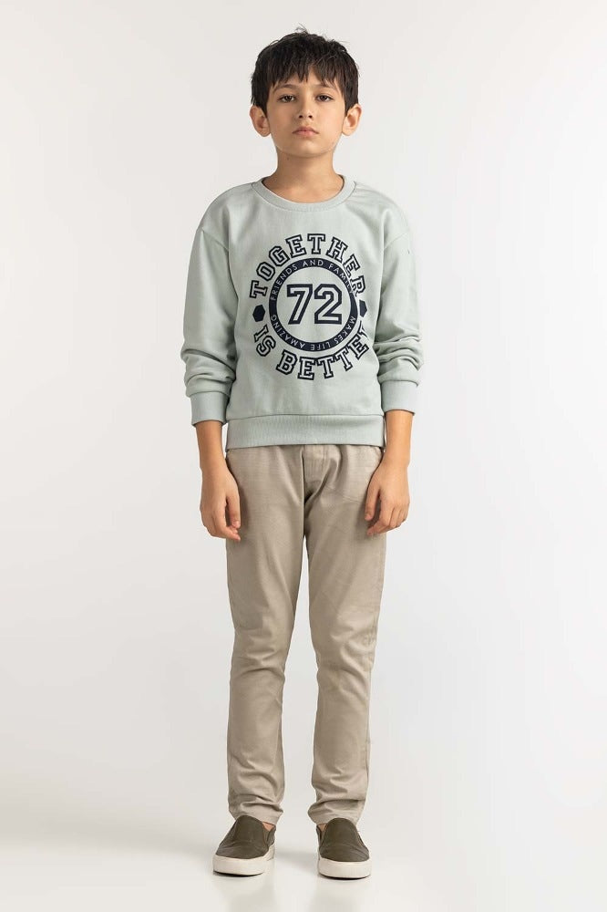Junior Boy Blue Printed Sweatshirt