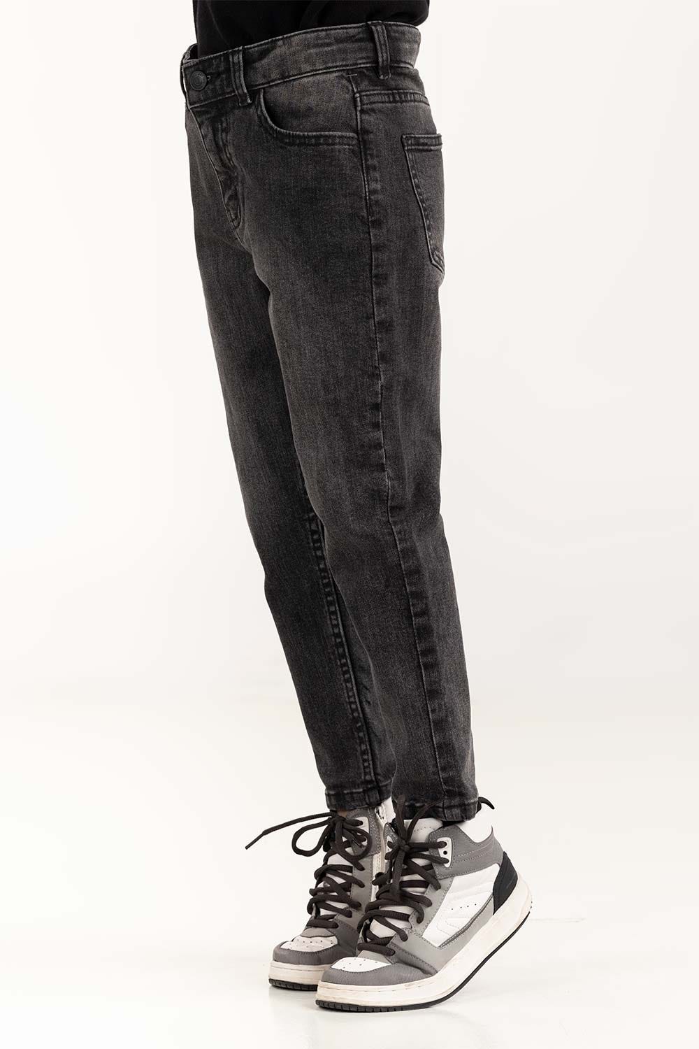 Junior Boy Dark Grey Five Pocket Jeans